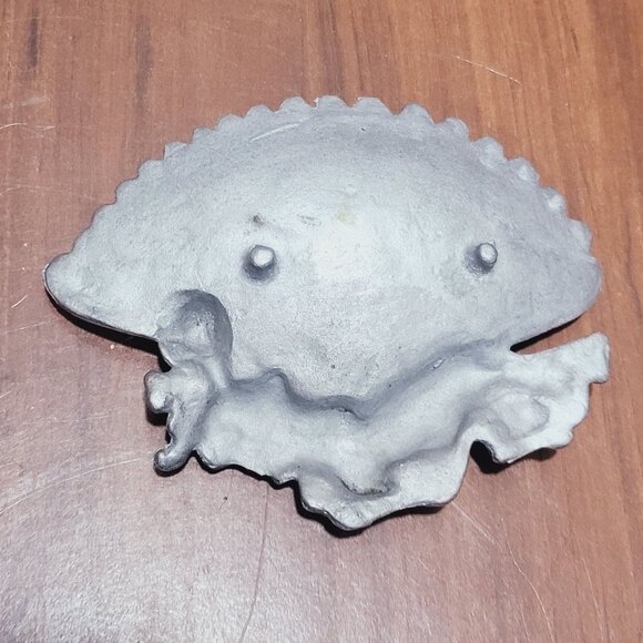 Vintage Cast Metal Trinket Dish Feather Fan Boudoir Lady - Picture 6 of 11